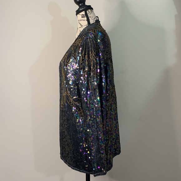 Vintage Creative Creations by Jewell Queen Beaded Silk Jacket Size: L - Picture 7 of 16